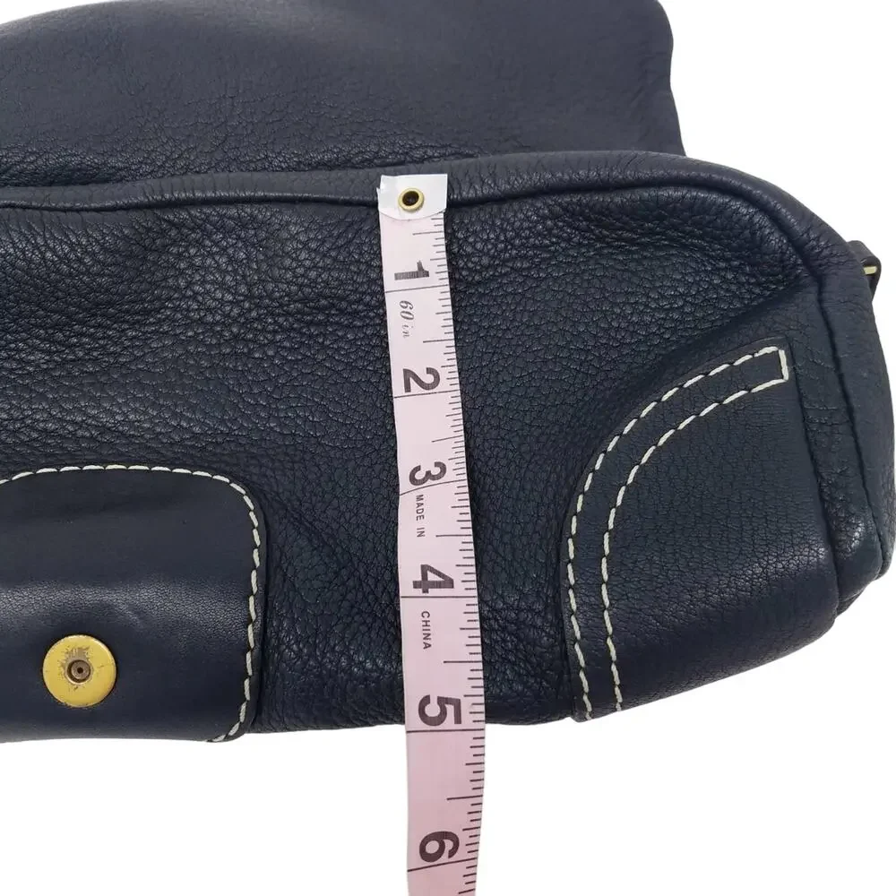 Kate Spade Y2K Black Leather Clutch Purse Gold Buckle Baguette